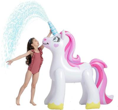 China Amazon Hot Selling Durable 63 Inch Inflatable Kids Garden Lawn Water Play Spray Splash Sprinkler Unicorn For Kids for sale