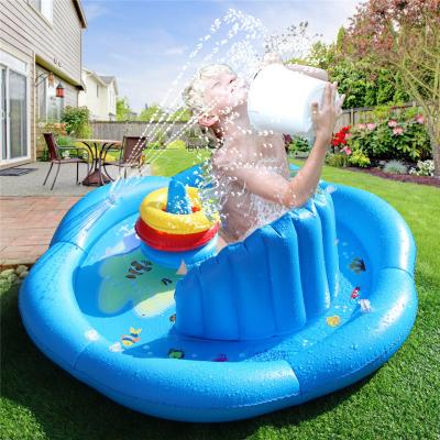 China Outdoor Use 40 Inch PVC Garden Baby Kids Water Play Sitting Toy Play Mat Inflatable Sprinkler Pool With Ring Toss for sale