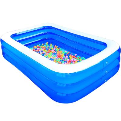 China Easy Install Summer Amazon Sale Inflatable Portable Family Bathing Hot Water Outdoor Play 3 Layer Blue Pool For Baby Kids Children for sale