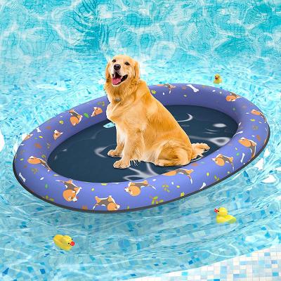 China Viable Round Inflatable Round Dog Mat Dog Swimming Canoe Pet Pool Float PVC Floating Raft for sale