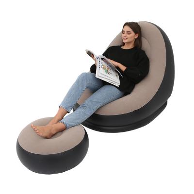 China Adjustable Modern Inflatable Living Room Furniture PVC Recliner Luxury Lazy Air Sleep Sofa Bed Chair (Other) Seat Set With Stool for sale