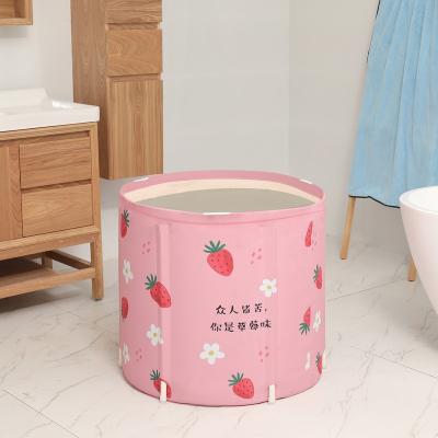 China Girl Viable SPA Bathroom Skin Peach Polyester Bathtubs Mobile Bucket Free Standing Portable Folding Bathtub For Adult for sale