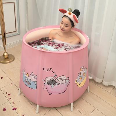 China Free Standing Plastic PVC Bathtubs Girl's Portable Free Standing SPA Mobile Bucket Folding Bathtub For Adult for sale