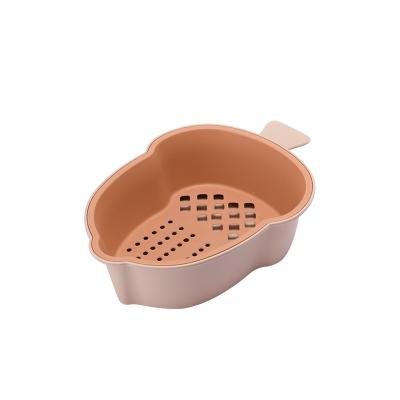 China Modern Universal Kitchen Food Container Double Layer Drain Basket Vegetable Bowl for sale