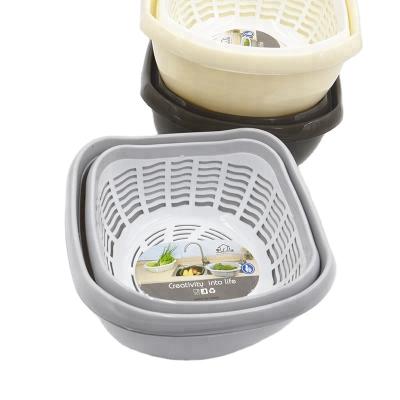 China 2022 QIYUE Kitchen Sustainable Vegetable Fruit Basket Plastic Drain Basket for sale