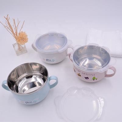 China Popular Sustainable Stainless Steel Food Container Noodle Bowl With Handle And Lid For Kids for sale