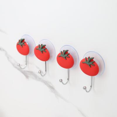 China QIYUE new design tomato shape viable hot sale wholesale wall hanger plastic main suction hooks for sale