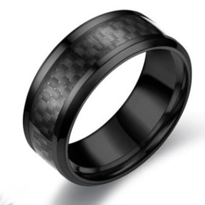 China Romantic Black Shell Ring Wedding Engagement Ring Carbon Fiber Tungsten Ring for sale