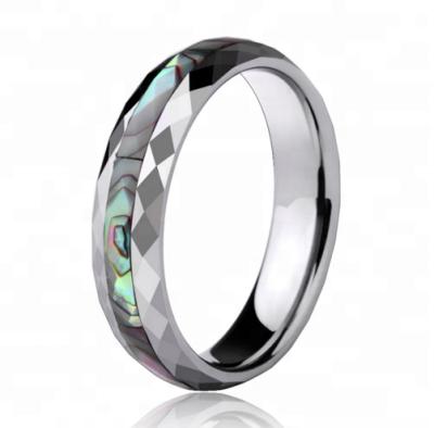 China 8mm Romantic Men's Ring Abalone Shell Tungsten and Polished Black Tungsten Carbide Ring Blank for sale