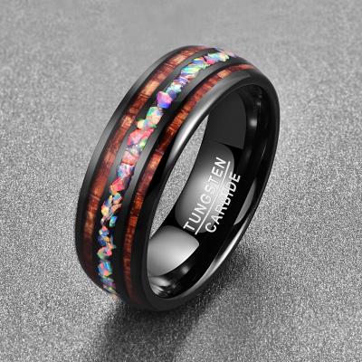 China Romantic Hot Sales 8MM Mens Fashion Jewelry Tungsten Ring Opal And Abalone Shell Inlay for sale