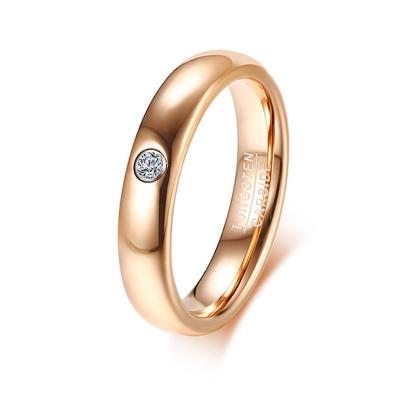 China Romantic Single Stone Ring Designs of 2mm Rose Gold Tungsten Ring Jewelry for Women for sale