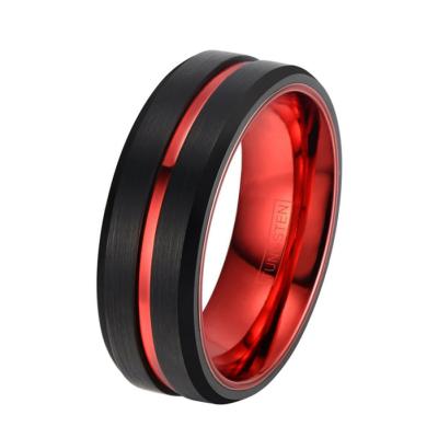 China Latest Trendy Fad Wedding Ring Designs Red Plated Tungsten Rings Jewelry Set From Shenzhen for sale