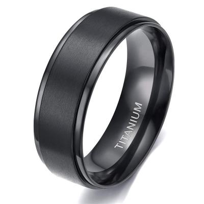 China TRENDY classic style black plated ring men's titanium plated jewelry set for sale