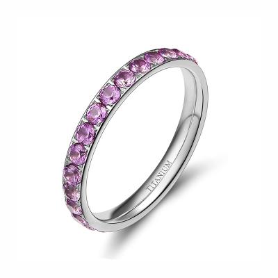 China Titanium Stainless Steel Rings Ba 3mm CZ Cheapest Thin Gemstone Diamond Purple Ring for sale