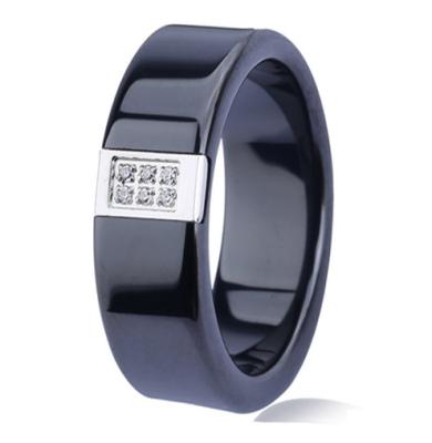 China CLASSIC high quality black plated rings, ceramics and stainless steel ring material ceramic jewelry for sale