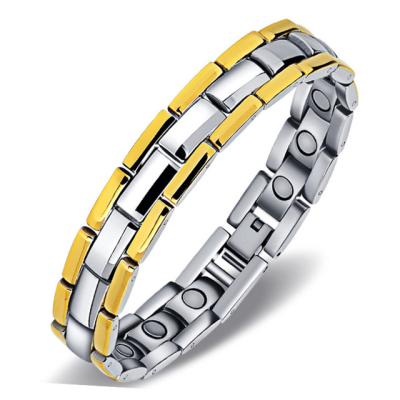 China Fashionable titanium and stainless steel bracelet with gold plated Biomagnetic power bracelet wholesale trader from china for sale