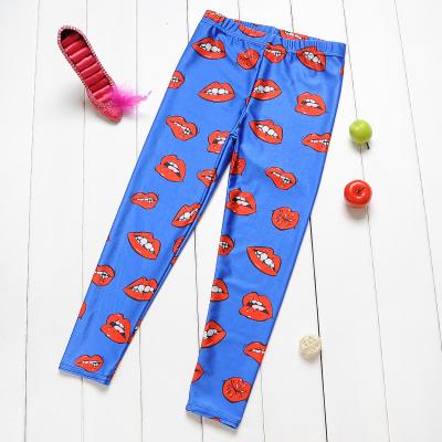 China Breathable Digital Printed Red Lips 3D Kids Leggings Girls Leggings Pants S-XL C5086 for sale