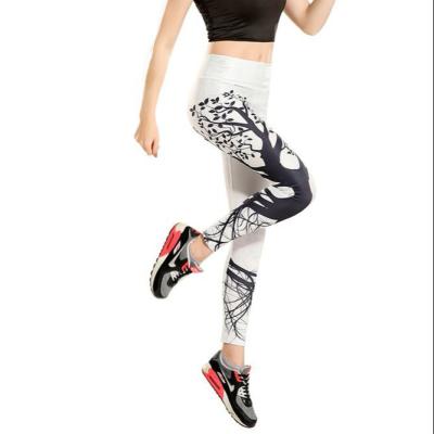 China Antibacterial Black Wish Tree White Yoga Legging Women Sports Yoga Legging YG0008 for sale