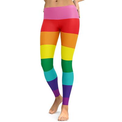 China S-4XL Antibacterial 3D Rainbow Printed Legging Pants 5741 Digital Large Size Gaiters Soft Waist for sale