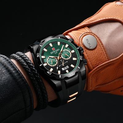 China Hot Selling Reward Brand Auto Date Men Watch Multifunctional Sports Wrist Watch Quartz Watch Movement for sale