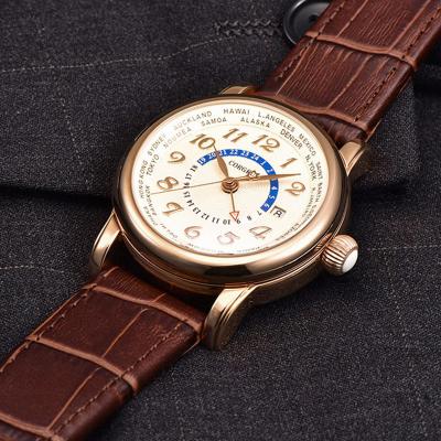 China Private Label Day / Date Watch Mechanical Mens Automatic Leather Strap Watch Stainless Steel Waterproof for sale