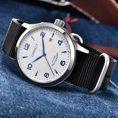 China New Style Day/Date Automatic Mechanical Watch Waterproof 316L Stainless Steel Watches Leather Men for sale