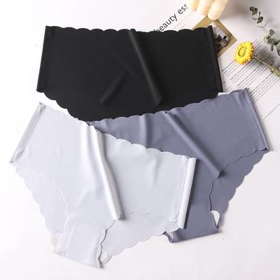 China Beautiful young women seamless breathable underwear laser cut panties scallop laser cut underwear women waist underwear bikini bottom for sale