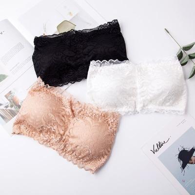 China New QUICK DRY strapless lift up sexy underwear one piece bralette lace wire free seamless women ice silk sexy tube top bra best for sale