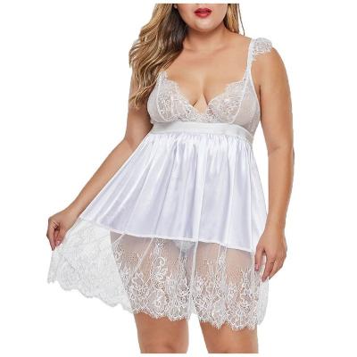 China Hot Sexy Pictures Sexy Lingerie Sleepwear Comfortable Women's Underwear Nightgowns Lace 90%NYLON Babydoll Hot Underwear For Fat Woman for sale