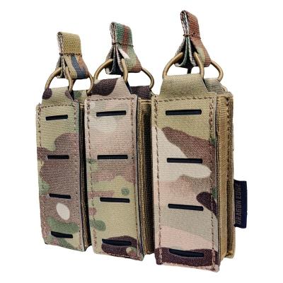 China Laser Cut Wholesale Tactical Pouch Pistol Bag WOLF Airsoft Laser Cut Magazine WAR Pocket Magazine OEM Camouflage Military Triple Ammo Pouch for sale