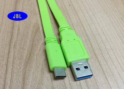 China PVC Jacket Green Flat USB 3.1 Type C Cable , USB 3.1 Type C Connector Cable for sale