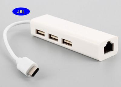 China Weißes Kabel USBs 3,1 C zur 3 Hafen-Netz-Nabe mit Adapter-Ethernet Lan-RJ45 zu verkaufen