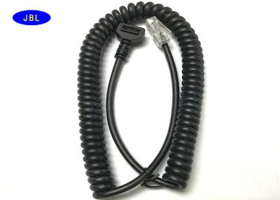 China Custom Black Verifone Spiral Cable With 14 Pin Box Header / RJ 45 Connector for sale