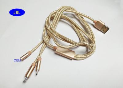 China El PVC + trenzó 3 EN 1 USB al micrófono, encendiendo el tipo cable de C USB con la primavera en venta