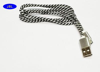 China Color Mixture Android Cell Phone USB Cable Black / White Nylon Braided for sale