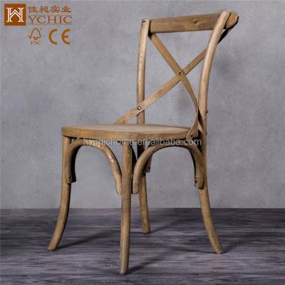 China Alibaba Wholesale China Solid Wood Cross Wooden Dining Back Chair With Wood Seat for sale