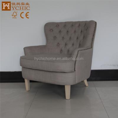 China Leisure Chair Classic Single Seater Upholstery Button Tufted Home Queen Anne of Chesterfield Tufted Wing Back Chair for sale