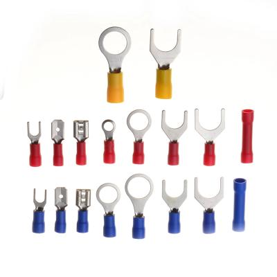 China Wire Connecting 520PCS Insulated Waterproof A.W.G. Wire Crimp Matching Connectors 10-22 Terminals Copper PVC Tinplate Ring Fork Butt Quick Terminal for sale