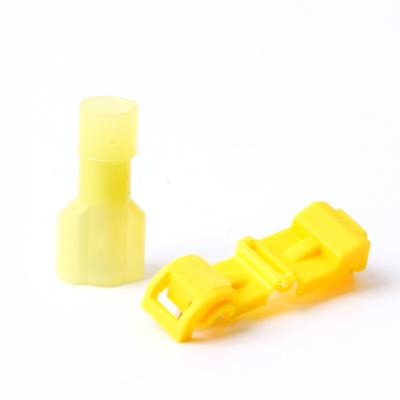 China Yellow Insulated Stripless T-Tap Splice Wire Taps Crimp Connectors Self Stripping Quick Splice Electrical Wire Connector for sale