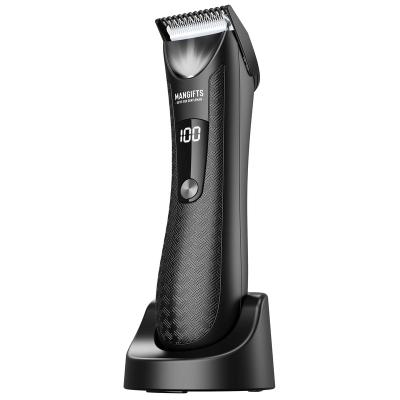 China Low Noise Waterproof Electric Hair Trimmer For Men Rechargeable Groin Body Pubic Trimmer With LED Display Charging Dock for sale