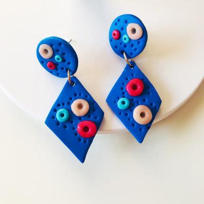 China 2021 Indian Handmade Jewelry Polka Dot Polymer Clay Earrings For Women Colorful Geometric Acrylic Creative Vintage TRENDY for sale