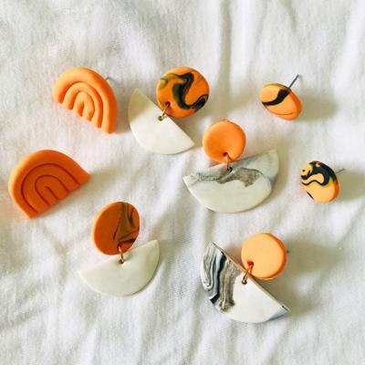 China New Halloween FASHIONABLE Pumpkin Funny Handmade Polymer Clay Earrings For Women Girls Cute Stylish Minimalist Jewelry for sale