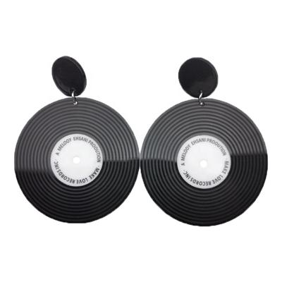 China Vintage Vintage DJ Vinyl Record Acrylic Earrings For Women Personality Circle Transparent CD Dangle Earrings for sale