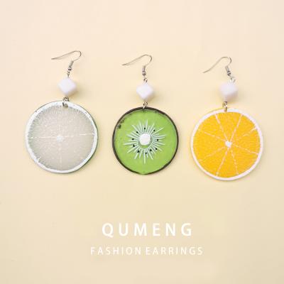 China New Design FASHIONABLE Lemon Orange Kiwi Fruit Acrylic Earrings For Women Resin Dangle Earrings Wholesale for sale