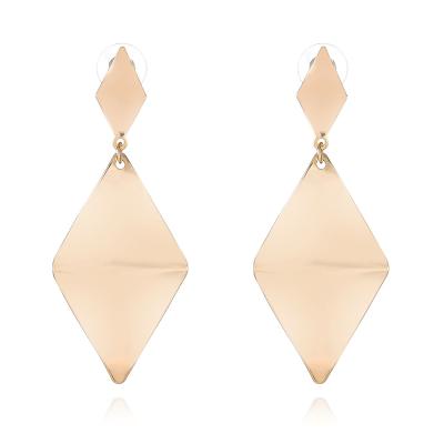 China Trendy American European geometric minimalist fashion alloy metal mirror rhombus hot sale jewelry luxury girls earrings for sale