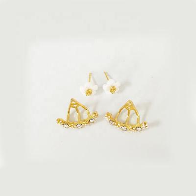 China Creative personality Daisy Back Hanging Alloy Earrings unique fashion from QUMENG 2021 FASHIONABLE one jewelry two ways to wear for sale