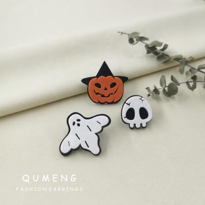 China 2021 Newest 2020 Fashion Creativity Wholesales Halloween Character Spectrum Interesting Pumpkin Skeleton Head Monster Acrylic Brooch for sale