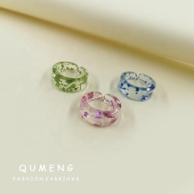 China Fashion 2021 simple color boutique fashion acrylic transparent opening sequins Ring Wholesale retro jewelry for sale