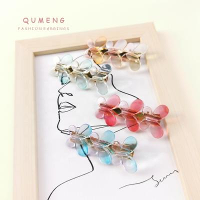 China 2020 Newest Personality Butterfly Girl Hairpin Resin Lady Word Clip Acrylic Transparent Cute Wholesale Colorful for sale