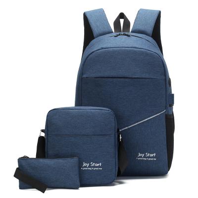 China With USB Wholesale School Students Backpack Waterproof School Bags For Boys Men 3 In 1 Laptop Backpack Set for sale